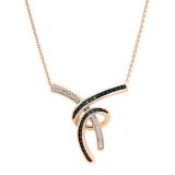 0.15 Carat (ctw) Round White & Blue Diamond Ladies Fashion Pendant, 18K Rose Gold
