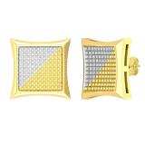 0.50 Carat (ctw) Round White & Yellow Diamond Mens Kite Shape Stud Earrings 1/2 CT 10K Yellow Gold