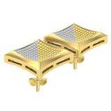 0.50 Carat (ctw) Round White & Yellow Diamond Mens Kite Shape Stud Earrings 1/2 CT 10K Yellow Gold