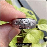 0.06 Carat (ctw) Round White Diamond Mens Cross Wedding Band Sterling Silver