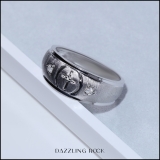 0.06 Carat (ctw) Round White Diamond Mens Cross Wedding Band Sterling Silver