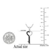 0.15 Carat (ctw) Round Black & White Diamond Ladies Heart Key Pendant, 10K White Gold