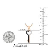 0.15 Carat (ctw) Round Black & White Diamond Ladies Heart Key Pendant, 10K Rose Gold