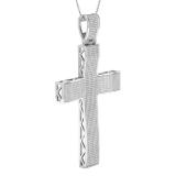 2.50 Carat (ctw) Round White Diamond Mens Cross Pendant, Sterling Silver