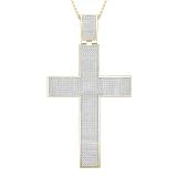 2.50 Carat (ctw) Round White Diamond Mens Cross Pendant, 10K Yellow Gold