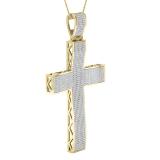 2.50 Carat (ctw) Round White Diamond Mens Cross Pendant, 10K Yellow Gold