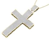 2.50 Carat (ctw) Round White Diamond Mens Cross Pendant, 10K Yellow Gold