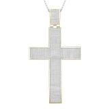 2.50 Carat (ctw) Round White Diamond Mens Cross Pendant, Yellow Gold Plated Sterling Silver
