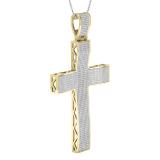 2.50 Carat (ctw) Round White Diamond Mens Cross Pendant, Yellow Gold Plated Sterling Silver