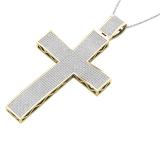 2.50 Carat (ctw) Round White Diamond Mens Cross Pendant, Yellow Gold Plated Sterling Silver