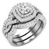 1.25 Carat (ctw) DGLA Certified Round Diamond Bridal Engagement Ring Set 1 1/4 CT 14K White Gold