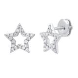 0.35 Carat (ctw) Round White Diamond Ladies Star Shape Stud Earrings 1/3 CT 10K White Gold