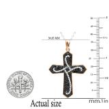 0.60 Carat (ctw) Round Black & White Diamond Mens Ladies Unisex Cross Pendant, 10K Rose Gold