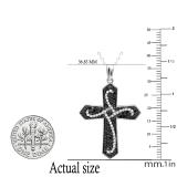 0.60 Carat (ctw) Round Black & White Diamond Mens Ladies Unisex Cross Pendant, 10K White Gold