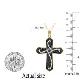 0.60 Carat (ctw) Round Black & White Diamond Mens Ladies Unisex Cross Pendant, 18K Yellow Gold