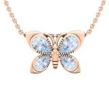 Pear Aquamarine Ladies Fashion Butterfly Teardrop Pendant (Gold Chain Included), 18K Rose Gold