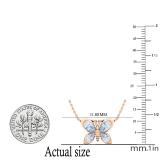 Pear Aquamarine Ladies Fashion Butterfly Teardrop Pendant (Gold Chain Included), 18K Rose Gold