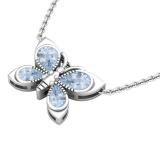 Pear Aquamarine Ladies Fashion Butterfly Teardrop Pendant (Silver Chain Included), Sterling Silver