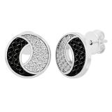 0.25 Carat (ctw) Round Black & White Diamond Ladies Circle Stud Earrings 1/4 CT 10K White Gold