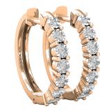 0.07 Carat (ctw) Round White Diamond Ladies Dainty Huggies Hoop Earrings 10K Rose Gold