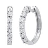 0.07 Carat (ctw) Round White Diamond Ladies Dainty Huggies Hoop Earrings Sterling Silver