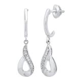 0.10 Carat (ctw) Round White Diamond Ladies Swirl Style Drop Earrings 1/10 CT Sterling Silver