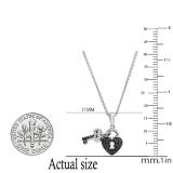 0.15 Carat (ctw) Round Black & White Diamond Ladies Heart Lock & Key Pendant Sterling Silver