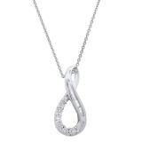 0.13 Carat (ctw) Round & Baguette White Diamond Ladies Swirl Infinity Pendant Sterling Silver
