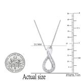 0.13 Carat (ctw) Round & Baguette White Diamond Ladies Swirl Infinity Pendant Sterling Silver