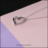 0.25 Carat (ctw) Round Black & Baguette White Diamond Tilted Heart Pendant with 18 inch Silver Chain for Women in 925 Sterling Silver