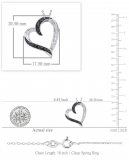 0.25 Carat (ctw) Round Black & Baguette White Diamond Tilted Heart Pendant with 18 inch Silver Chain for Women in 925 Sterling Silver