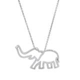 0.05 Carat (ctw) Round White Diamond Ladies Elephant Pendant Sterling Silver