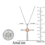 0.13 Carat (ctw) Round Diamond Ladies Cross Flower Pendant Sterling Silver and 10K Rose Gold Plate