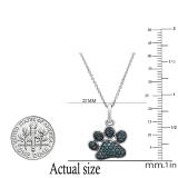0.35 Carat (ctw) Round Blue Diamond Dog Paw Print Ladies Pendant 1/3 CT, Sterling Silver