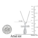 0.25 Carat (ctw) Round & Baguette White Diamond Ladies Looping Cross Pendant 1/4 CT Sterling Silver