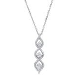 0.05 Carat (ctw) Round White Diamond 3 Stone Swirl Infinity Pendant in 925 Sterling Silver