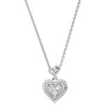 0.18 Carat (ctw) Round White Diamond Ladies Fashion Heart Pendant Sterling Silver