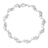 Ladies Fashion Dolphin Bracelet with Round White Diamond Accents Sterling Silver
