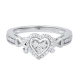 0.18 Carat (ctw) Round White Diamond Ladies Heart Engagement Promise Ring Sterling Silver