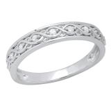 0.12 Carat (ctw) Round White Diamond Ladies Infinity Engagement Wedding Ring Sterling Silver