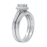 0.25 Carat (ctw) Round White Diamond Ladies Cluster Flower Wedding Ring Set 1/4 CT Sterling Silver