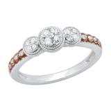 Round Amethyst & White Diamond Ladies Cluster Engagement Ring Rose Gold Plated Sterling Silver