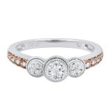 Round Amethyst & White Diamond Ladies Cluster Engagement Ring Rose Gold Plated Sterling Silver