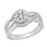 Round White Diamond Ladies Twisted Swirl Engagement Ring Sterling Silver
