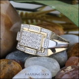 0.12 Carat (ctw) Round Diamond Mens Anniversary Wedding Band Yellow Gold Plated Sterling Silver