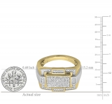 0.12 Carat (ctw) Round Diamond Mens Anniversary Wedding Band Yellow Gold Plated Sterling Silver