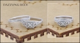 0.25 Carat (ctw) Princess & Round White Diamond Bridal Engagement Ring Set 1/4 CT Sterling Silver