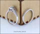 0.25 Carat (ctw) Princess & Round White Diamond Bridal Engagement Ring Set 1/4 CT Sterling Silver