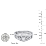 0.25 Carat (ctw) Princess & Round White Diamond Bridal Engagement Ring Set 1/4 CT Sterling Silver