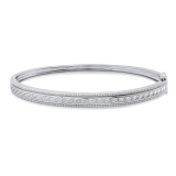 0.10 Carat (ctw) Round White Diamond Ladies Fashion Bangle Bracelet 1/10 CT Sterling Silver